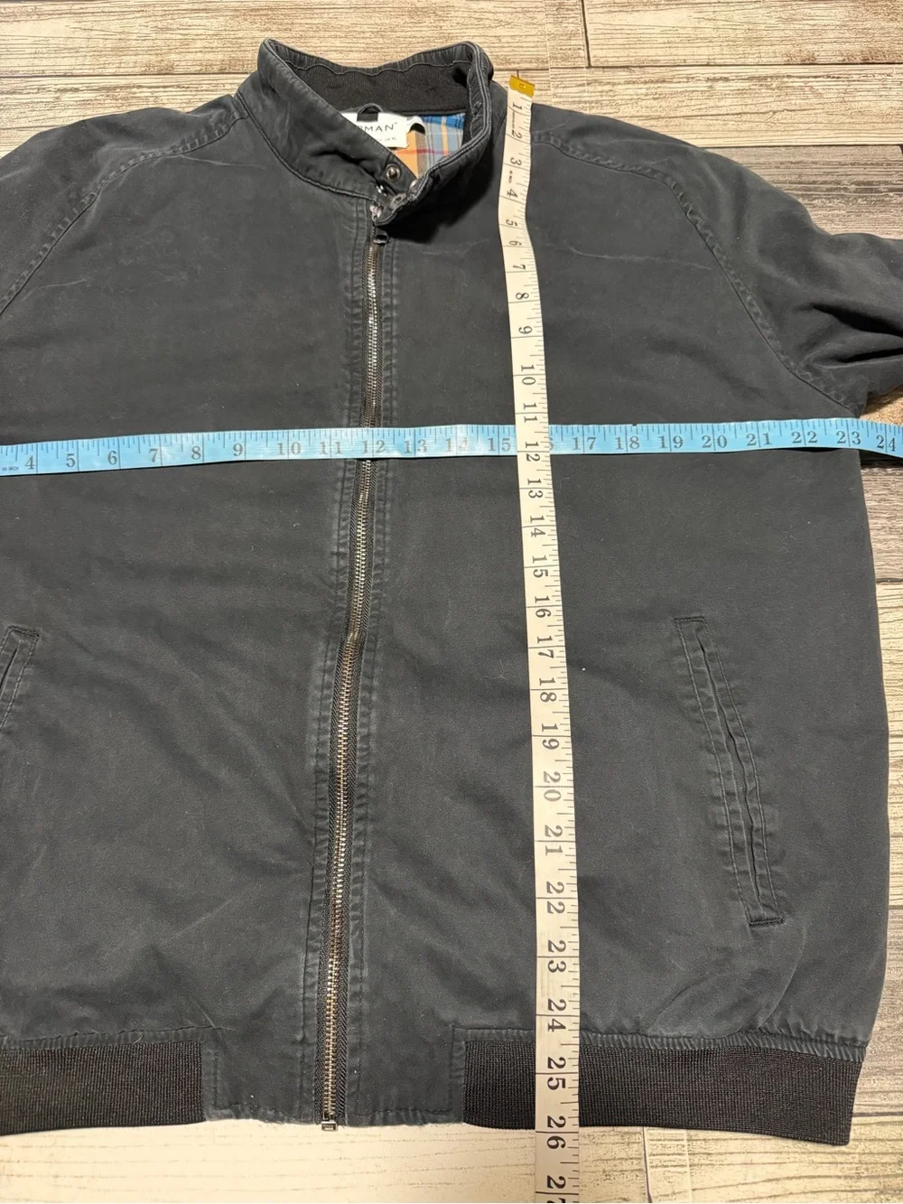 Topman Harrington Jacket Men’s XL Faded Black Or Gray Full Zip Plaid Lined